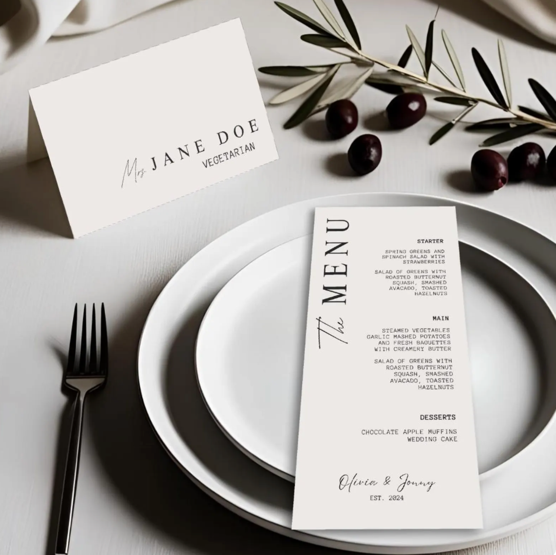 Table Numbers and  Name Cards